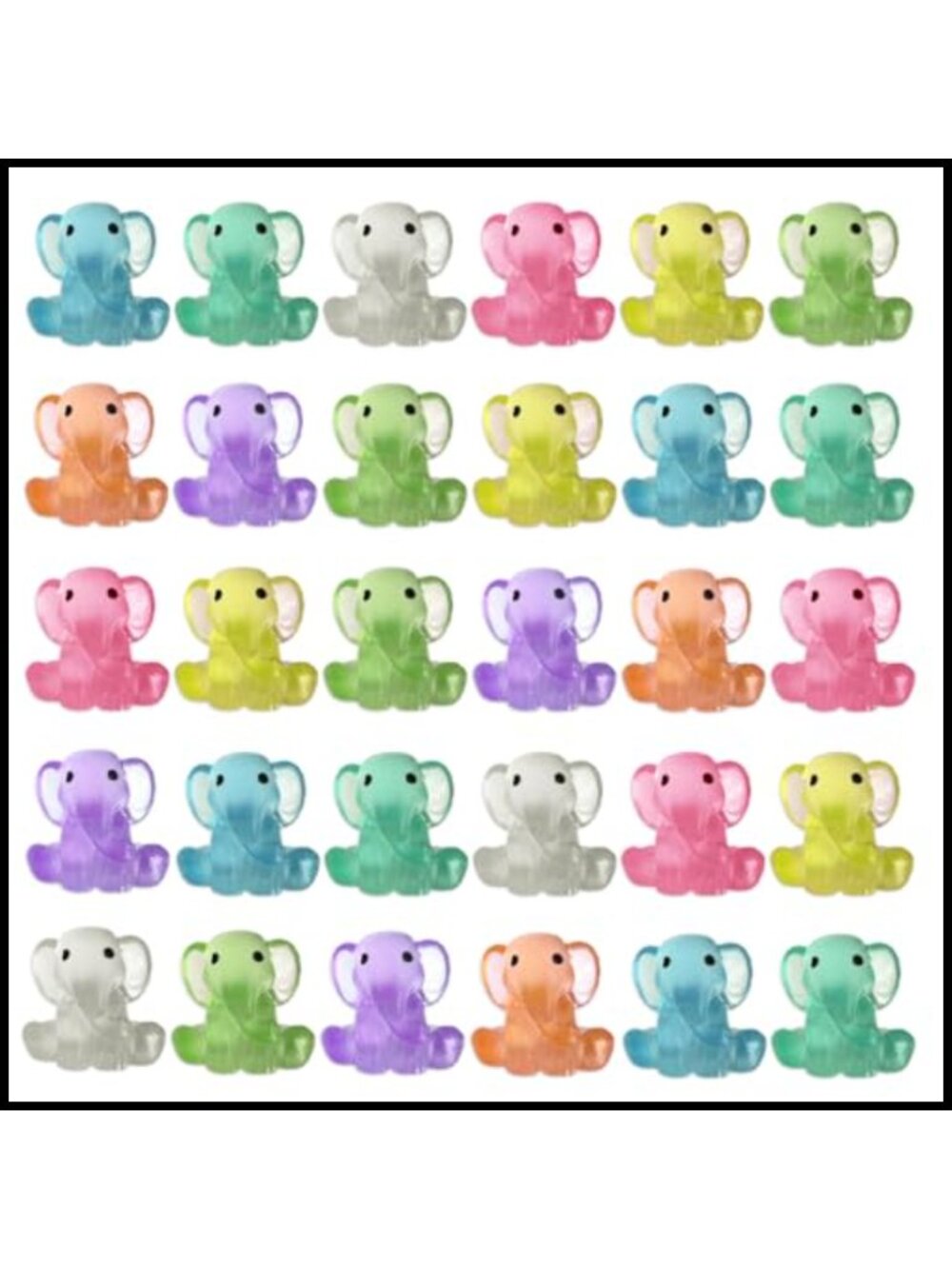 30 Pcs Mini Resin Elephant Figures Glow in the Dark Dollhouse Decor